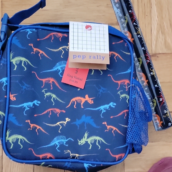 BUNDLE/3-ITEMS/Kids Dinosaur Lunch Bag and Water Bottle & Rule - Navy Multicolor - Picture 7 of 11